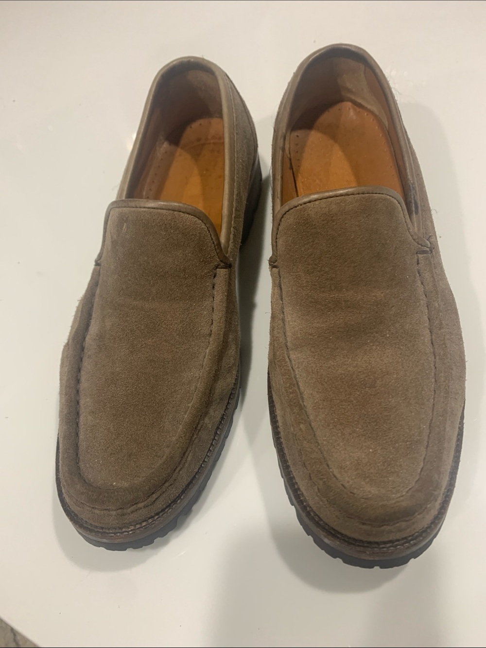 Suede Slip-On Loafers in Brown